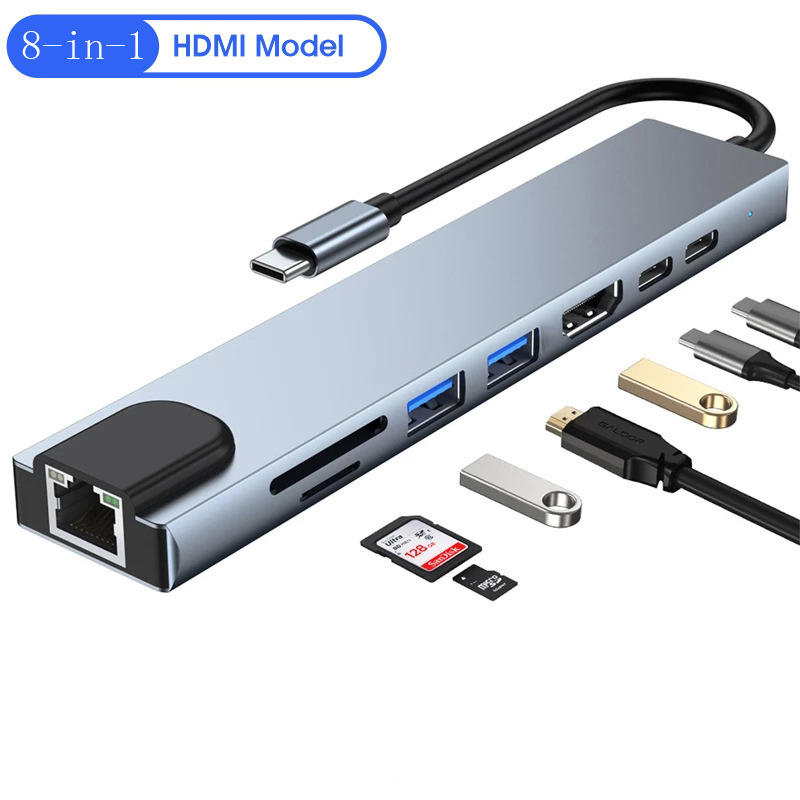 Eight in one docking station Type-C to network card HDMI multifunctional laptop converter - Image 2