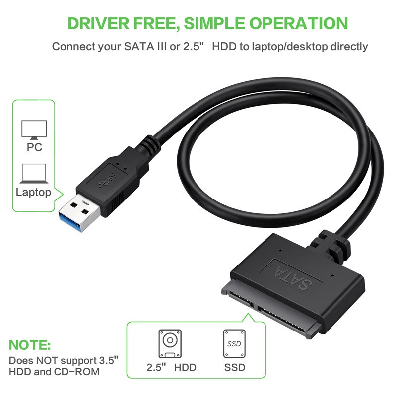 USB 3.0 Easy Drive Cable SATA to USB 3.0 Cable 2.5-inch Hard Disk Adapter Cable 0.5m - Image 5
