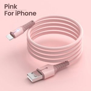 531271098 Liquid data cable with light, suitable for Apple Android TypeC fast charging cable, USB phone silicone charging cable